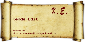 Kende Edit névjegykártya